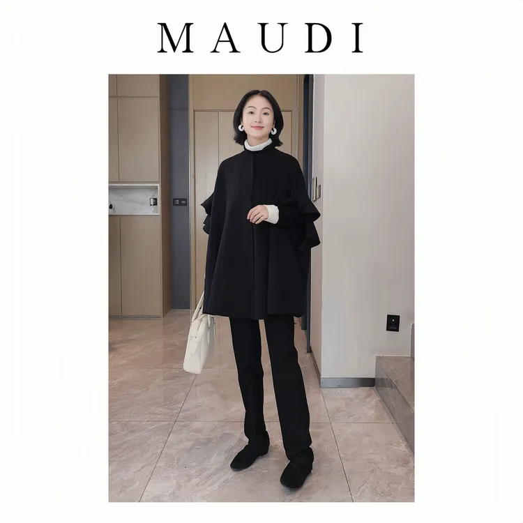 MAUDI千金乐章2025秋冬新款小个子显瘦双面呢羊毛羊绒大衣女8236