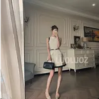 【现货】LUOLUOZ【恋夏主角】气质撞色无袖绝美百褶短款连衣裙CC130