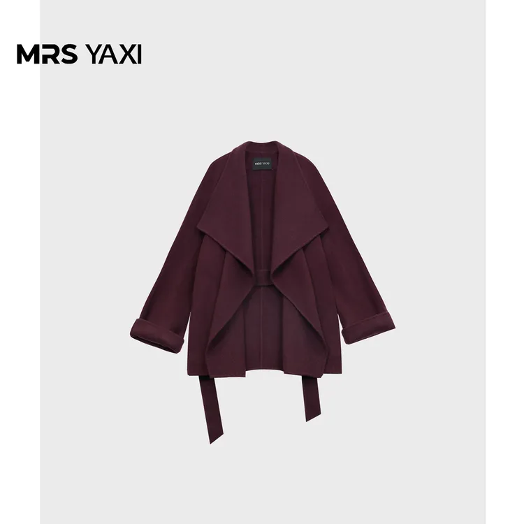 Mrsyaxi高端轻奢原创澳毛毛呢大衣翻领外套YX4070510