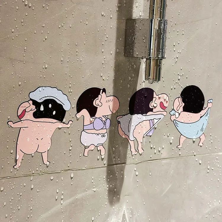 蜡笔小新卡通瓷砖贴纸大号强力墙贴画厕所卫生间浴室马桶防水居家