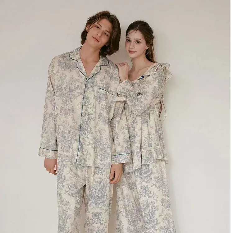 韩国LUNALUZ新款情侣水墨画高级感家居服长袖裤套装