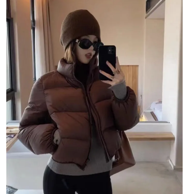 2024肯豆冬季新款时尚高腰立领短款羽绒服女装外套55009