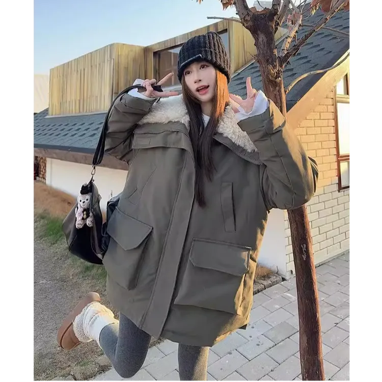 【YUN.】许我耀眼赵露思同款羊羔毛冲锋衣外套女派克服羊羔绒棉服女