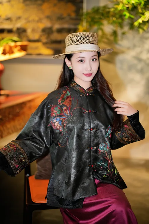 蓝大【蝶芸】新中式桑蚕丝外套5241