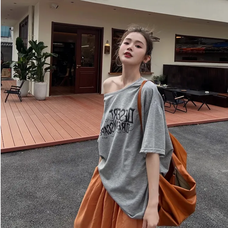 2025夏季新款时尚短袖上衣宽松洋气休闲百搭性感辣妹气质显瘦上衣