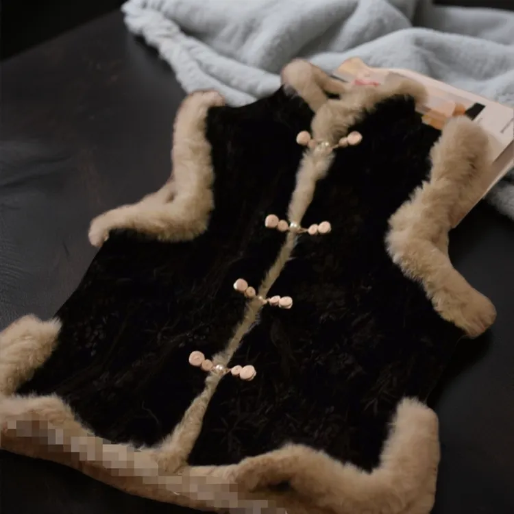 新中式马甲国风唐装复古黑色加绒无袖中式轻奢外套马夹冬款开衫女