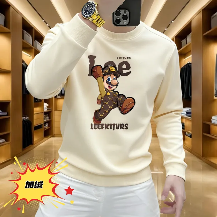 秋冬季新款时尚潮流印花卫衣男士时尚套头圆领长袖休闲百搭上衣