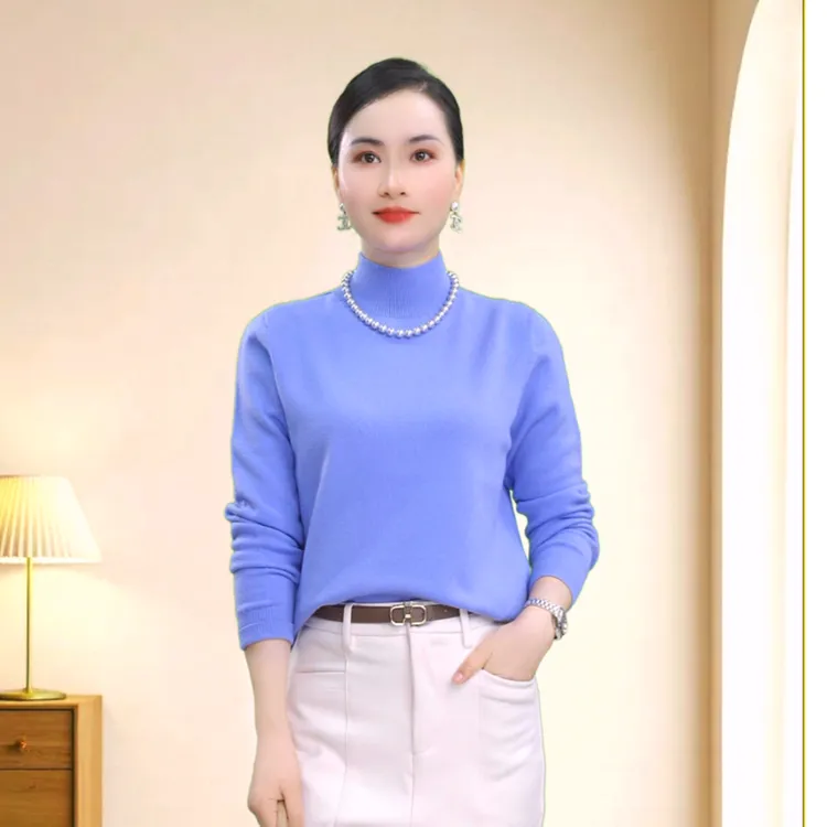2025冬季新品一线成衣中高领纯色套头毛衣