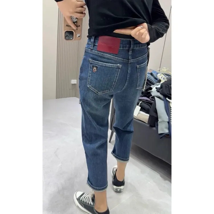 2025年秋季新款高腰直筒牛仔裤子女小个子时尚百搭显瘦九分烟管裤