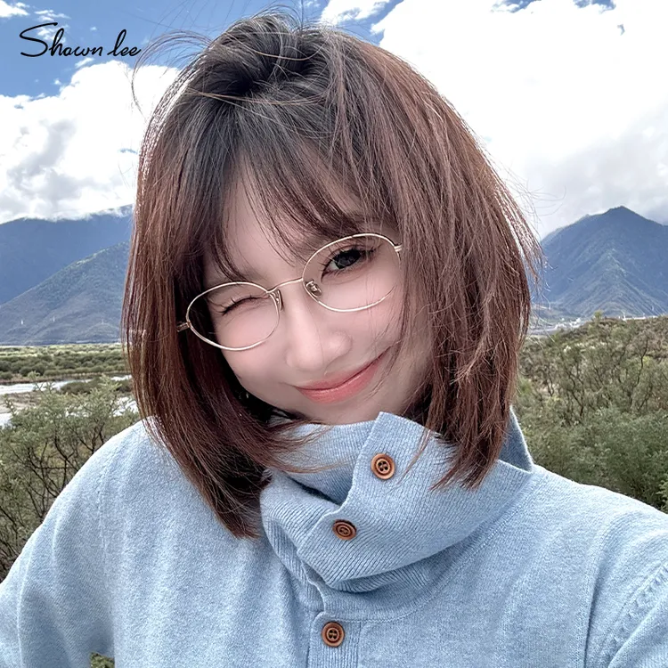 shawnlee陈百万同款椭圆框钛架眼镜框女可配度数素颜超轻眼睛架男