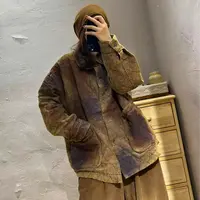 【半奏】2025新款废土风炒色翻领晕染亚麻棉服女 胸围124衣长66