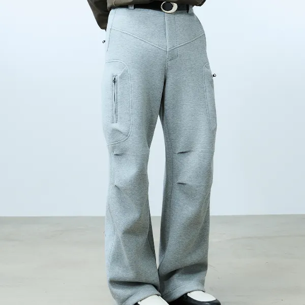 TANOXI P320 三明治空气层果冻双面棉 工装直筒卫裤 口袋休闲长裤