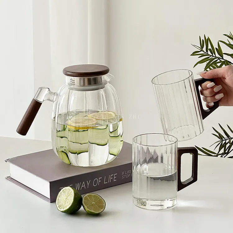 冷水壶玻璃耐高温煮茶烧水养生大容量储水瓶家用客厅高硼硅凉水壶