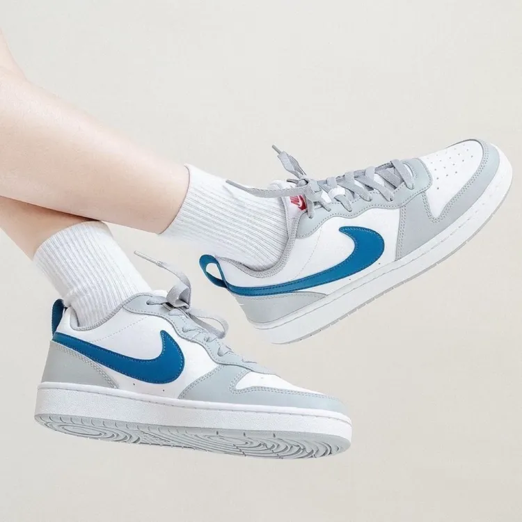 耐克Nike Court 灰蓝女款大童夏季休闲硬底运动板鞋 BQ5448-117