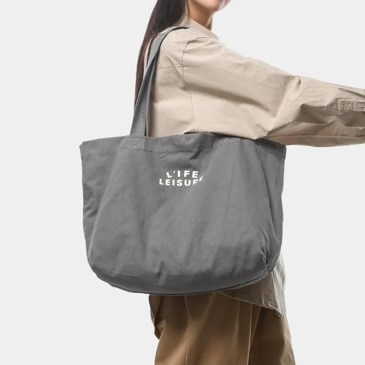 秋冬文艺复古简约棉布单肩包女休闲慵懒字母大容量轻便布袋子男