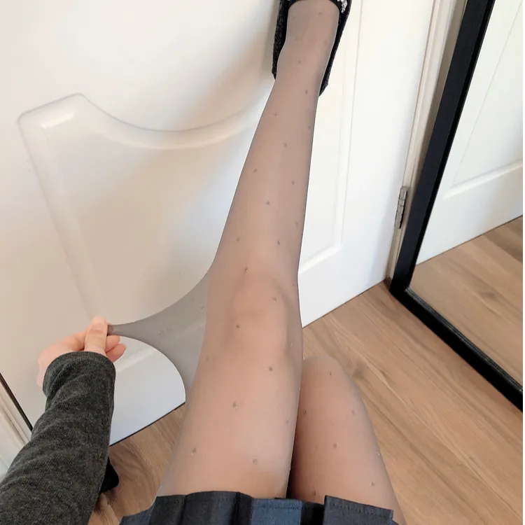 blingbling微闪灰色丝袜女春夏季薄款透肉jk米白色连裤袜性感黑丝