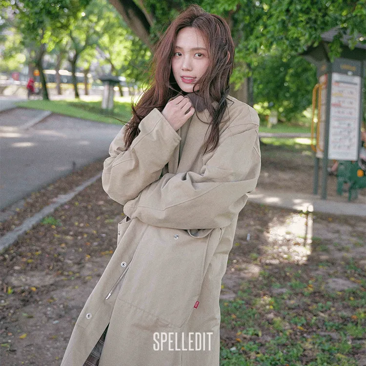 SPELLEDIT2025秋季新品英伦风复古大衣休闲宽松长款风衣外套女