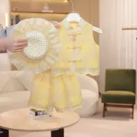 夏季洋气时尚国风女宝宝新款时尚女宝盘扣两件套装SL0207