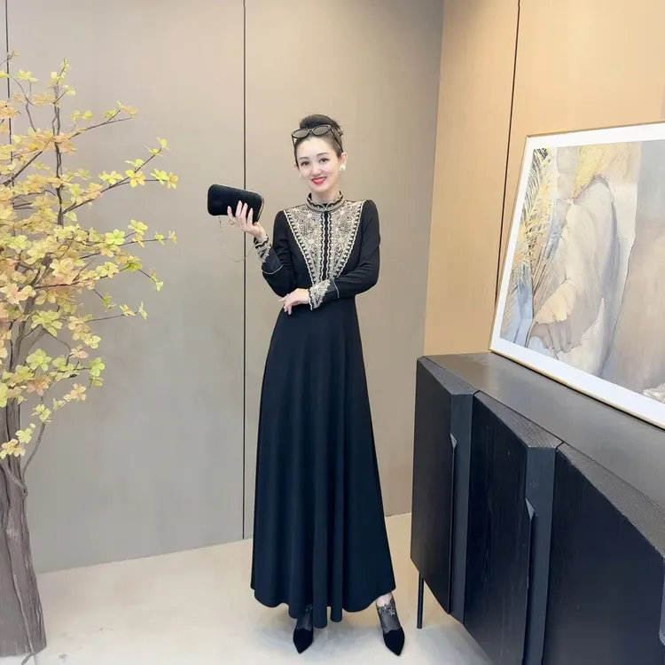 《丹尚爱》新中式改良款旗袍高级感轻奢复古假两件长裙秋冬连衣裙