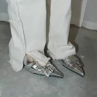 32050金属方头简约性感皮带扣欧美小众银色包头款包头凉鞋