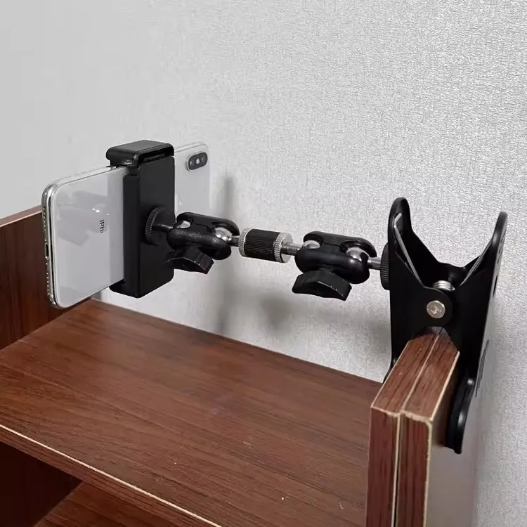 便携万向云台手机支架多功能大力夹适合夜市摆摊直播使用俯拍支架