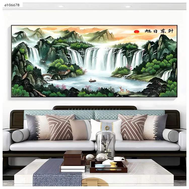 客厅沙发背景墙办公室大幅聚财旺财风景挂画