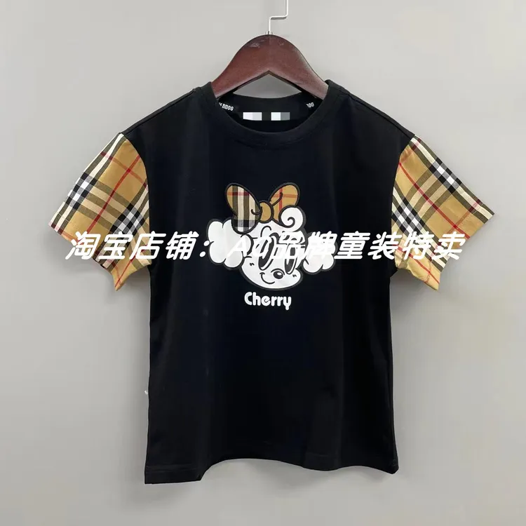 黑色拼接 T537夏天短袖T恤衫女宝款11印花中式高品质常规