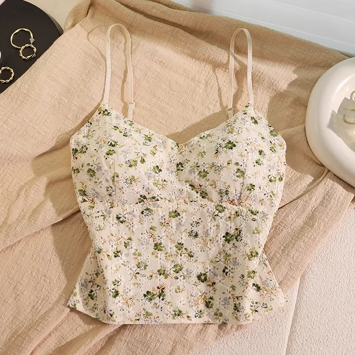 性感显瘦外穿短款吊带小背心女西装内搭带胸垫美背打底夏季上衣