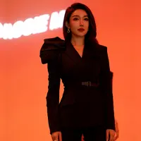 MAGGIE MA马婧新款设计师黑色时尚泡泡袖高级感西服西装女装839C