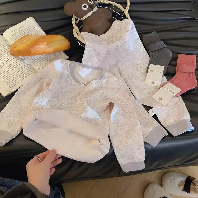 【三米】300克纯棉10A抗菌儿童秋冬舒绒男女童无骨秋衣秋裤套装