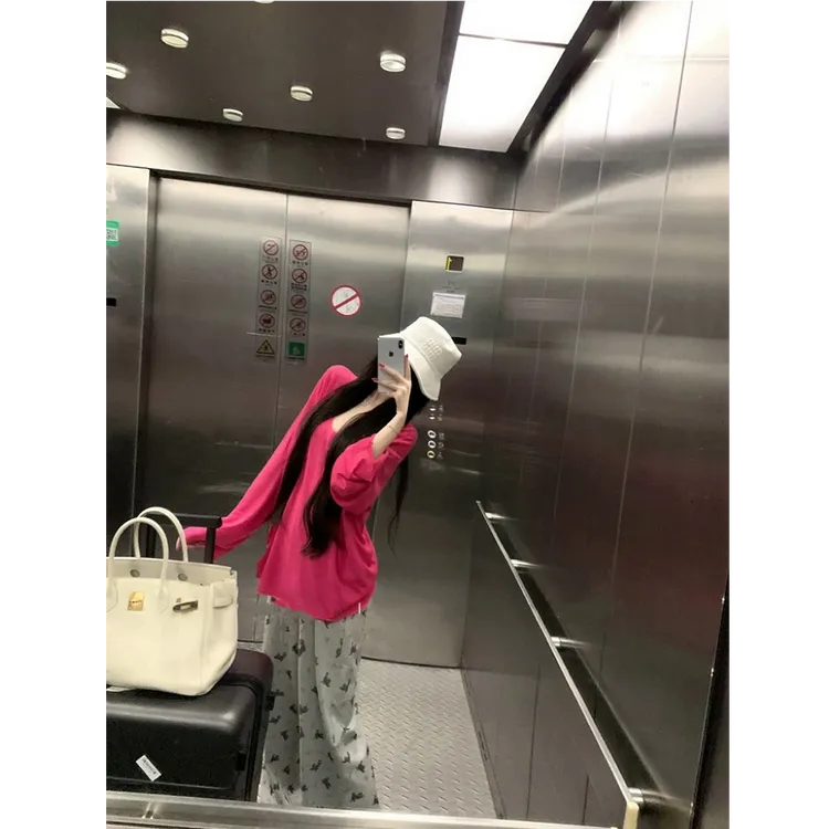 早秋套装女气质名媛不规则斜肩宽松显瘦上衣直筒阔腿裤两件套D585