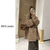 JBJX【彩纱太妃糖 西装领大版针织外套】气质复古时尚宽松秋冬