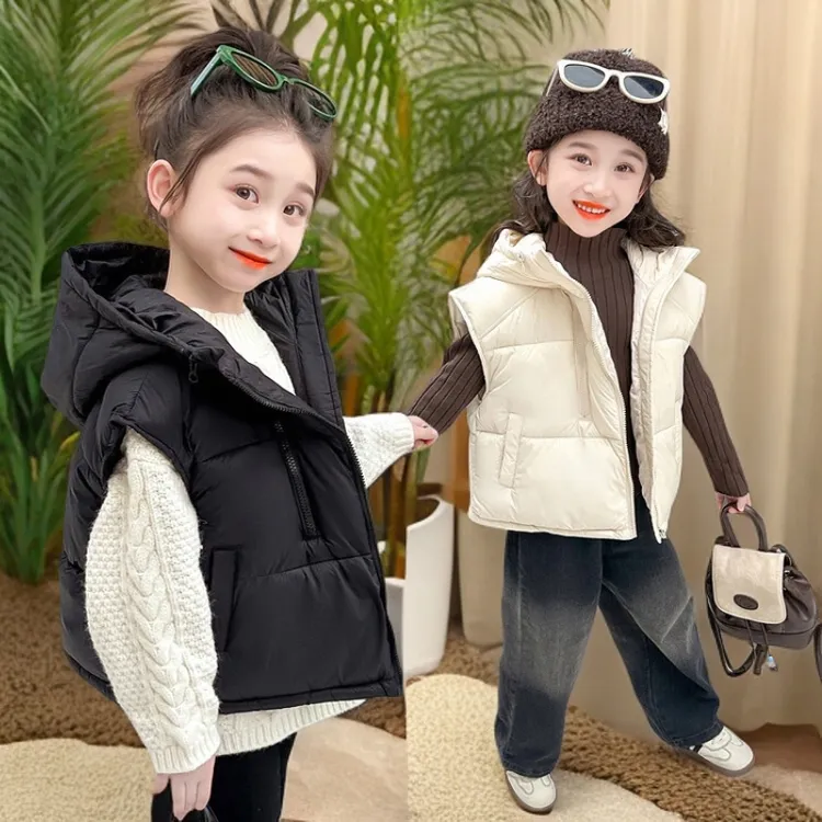 女童秋冬马甲外穿儿童保暖坎肩宝宝韩版冬季洋气加厚连帽中小童潮