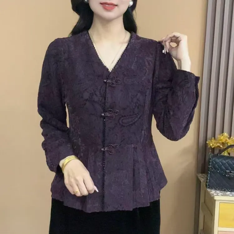 2025秋季长袖植绒蕾丝V领开衫气质百搭显瘦女人味上衣1013