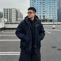 XDZZ二狗25ss冬季新款日系冲锋假两件中长款90白鸭绒羽绒服PK0001