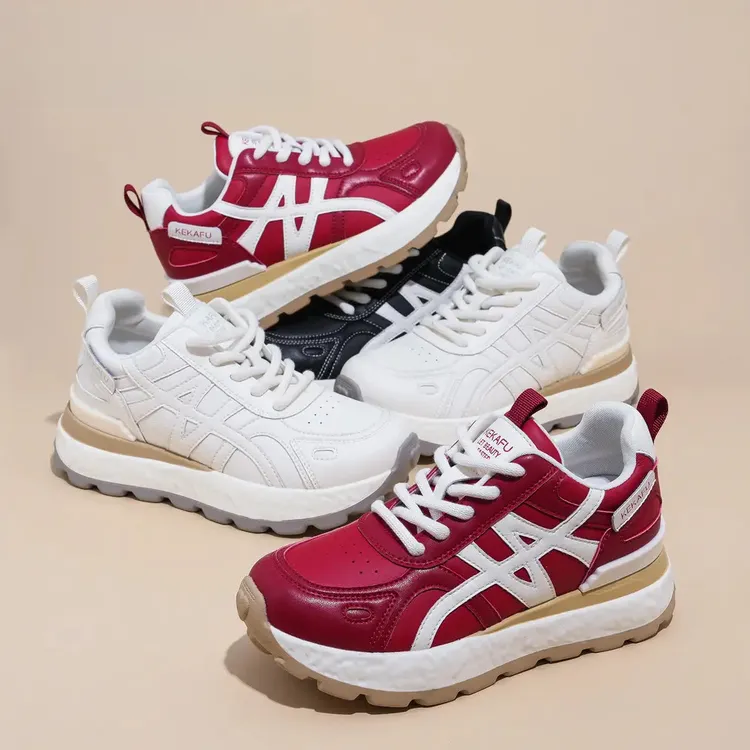 KEKAFU/珂卡芙7公分休闲风秋季透气增高时尚阿甘鞋软底皮面同款