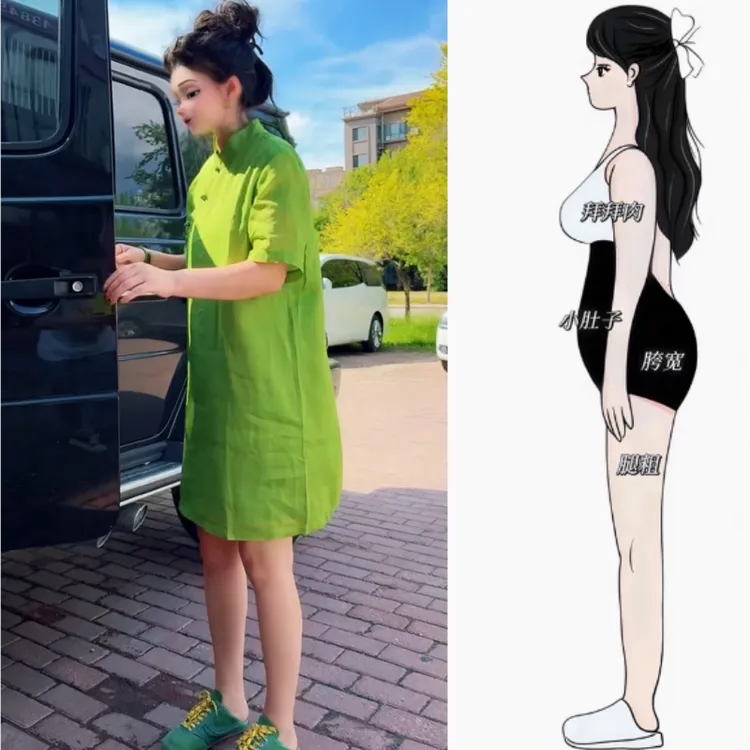 女夏季新款立领时尚斜扣设计宽松显瘦减龄洋气短袖纯色气质连衣裙