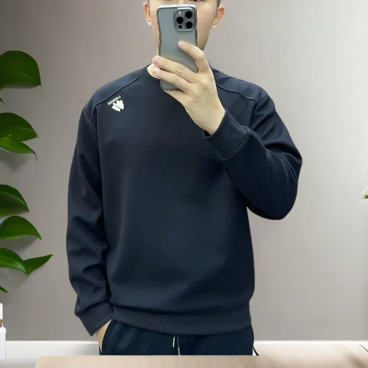 新款春秋季时尚男士宽松卫衣上衣休闲圆领长袖百搭刺绣男士卫衣