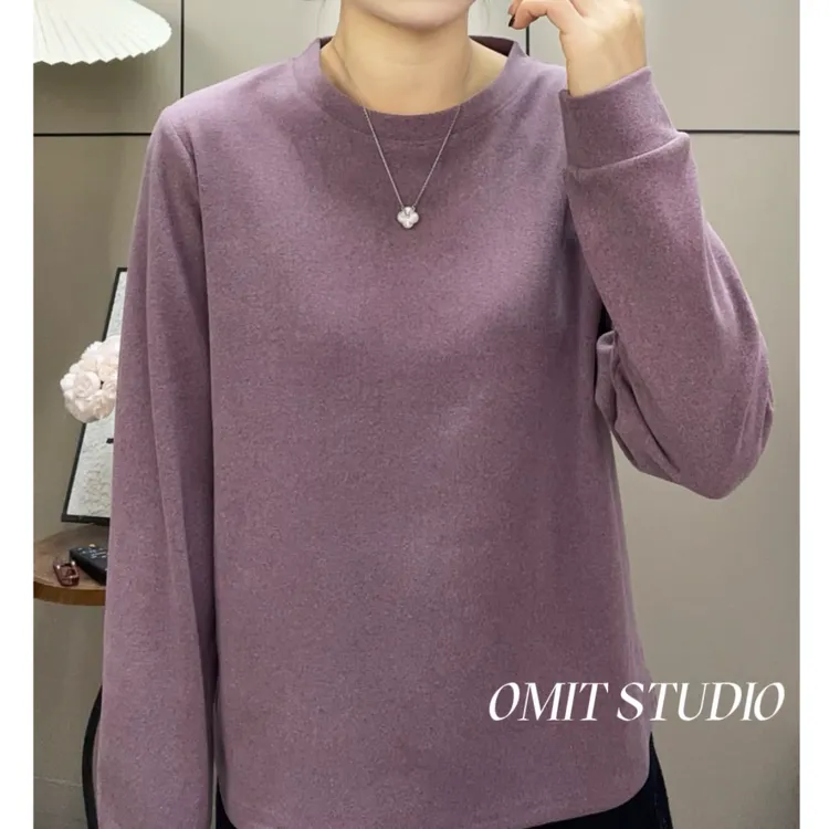 【净版双面绒】新款秋冬加厚磨毛正肩内搭纯色长袖
