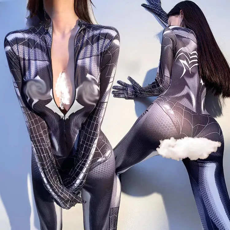 蜘蛛侠紧身衣女cos服成人开档战袍巨骚款禁欲系不遮肉真人