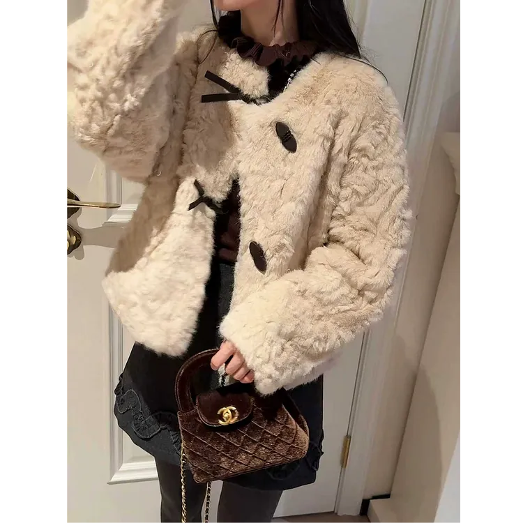 秋冬季毛毛外套外出高级轻奢洋气女外套羊羔毛皮毛一体漂亮衣服