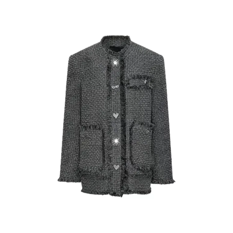 【千金玛德琳羽绒】2025冬新款女气质肌理感纽扣含羊毛羽绒小香外套