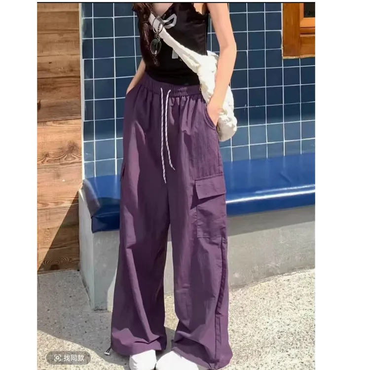 【早拍早发】2025新款高级酷帅风美式运动速干设计感工装阔腿裤001
