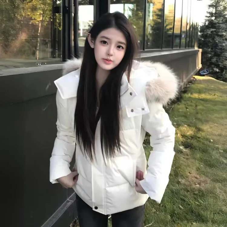 美式辣妹毛领收腰显瘦棉服女2025冬季新款设计感修身连帽棉衣外套