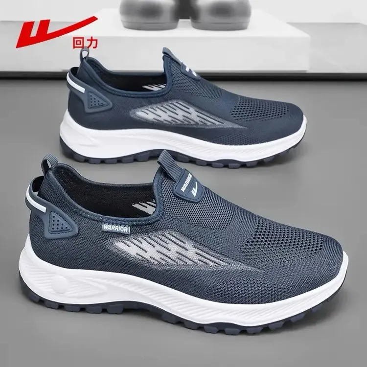 回力一脚蹬爸爸鞋2025新款夏季透气网面老北京布鞋男款防滑老人鞋