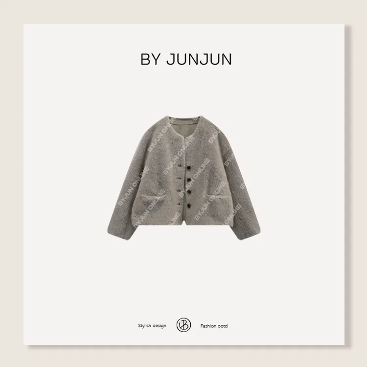 ByJunjun诺丁山 圆领羊毛外套冬季高级感气质保暖外套