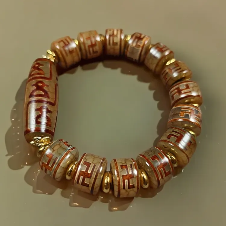 复古藏式九子财神天珠手串