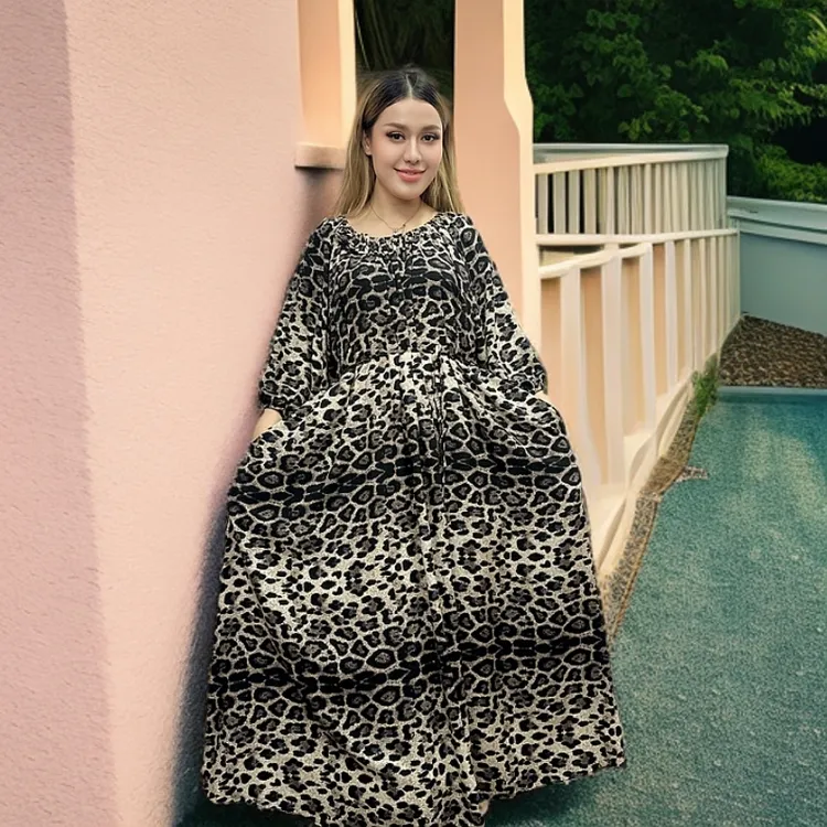 （新疆包邮）50/150kg能穿宽松中袖棉绸连衣裙百搭时尚洋气夏季