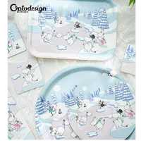 瑞典进口圆中大号方托盘optodesign姆明moomin餐盘果盘防水