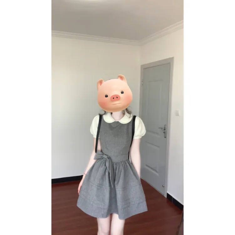 MARIE.COCO麻灰设计感蝴蝶结蓬蓬背心裙+上衣两件套2025年新款女